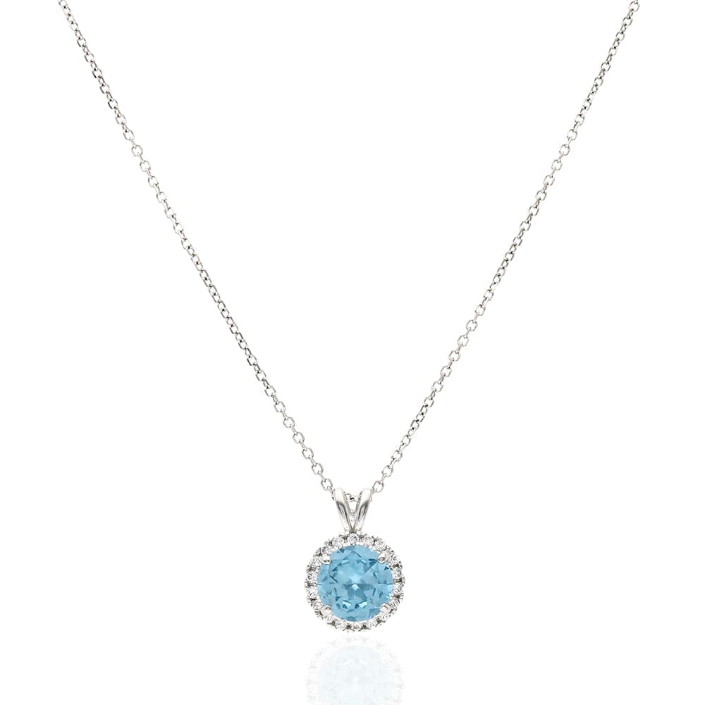 14k Yellow Gold White Gold Halo Round Solitaire Birthstone Pendant 0.5"