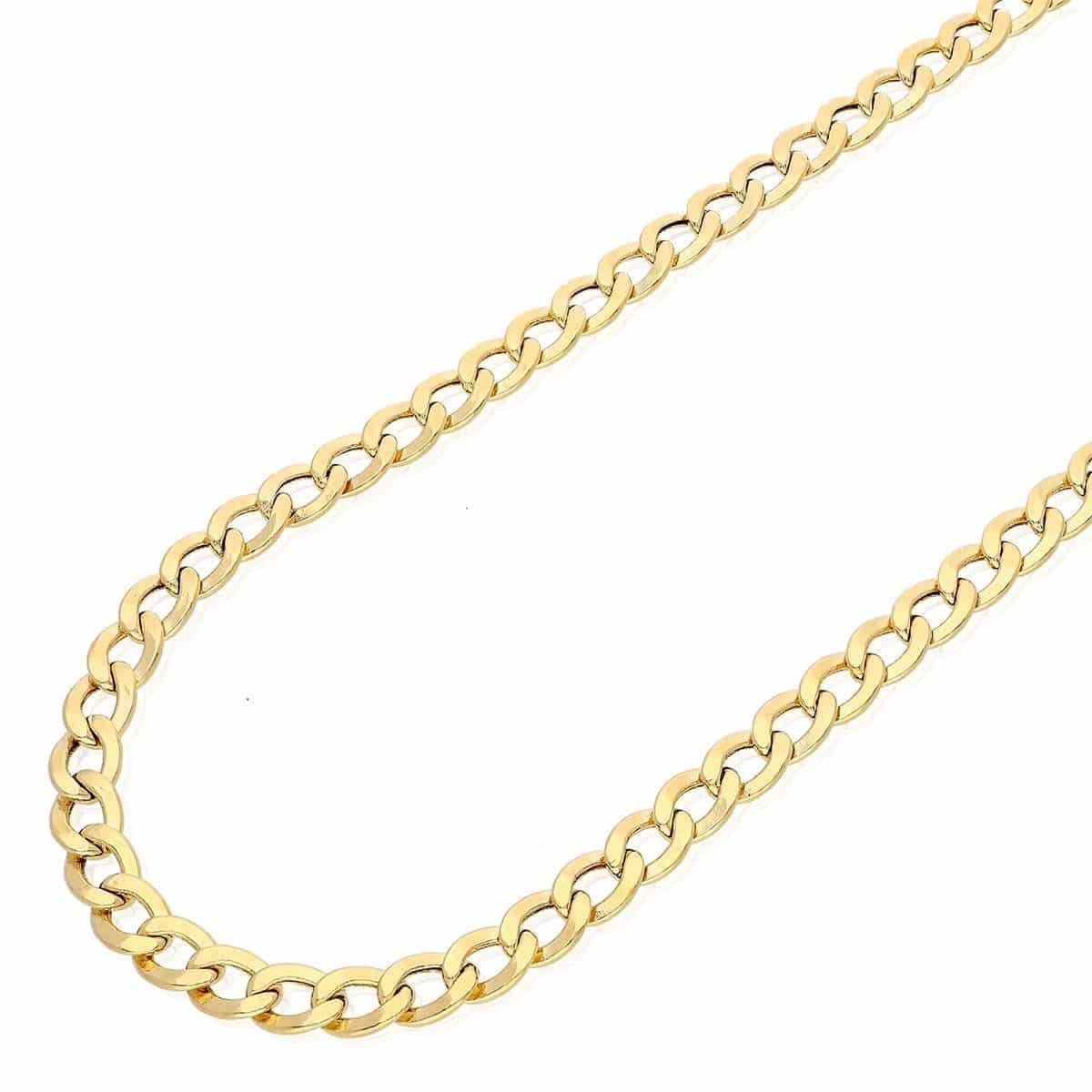 14k Yellow Gold 7.6mm Cuban Curb Chain (Hollow) 22"-30"