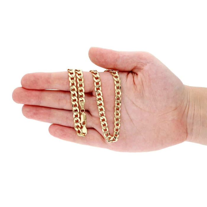 14k Yellow Gold 6.5mm Cuban Curb Chain (Hollow) 20"-30"