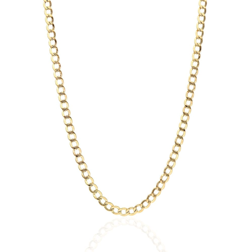 14k Yellow Gold 5mm Hollow Cuban Curb Chain Necklace 18"-28"