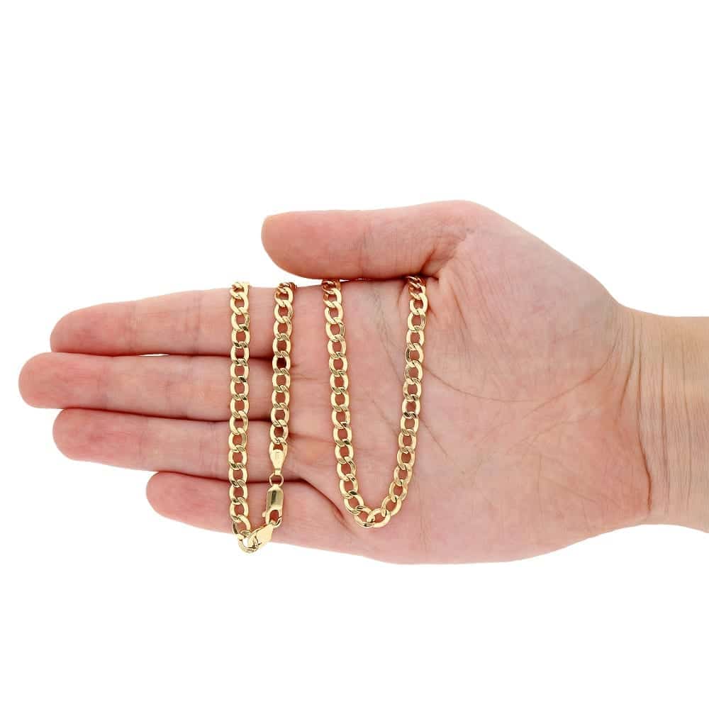 14k Yellow Gold 5mm Hollow Cuban Curb Chain Necklace 18"-28"