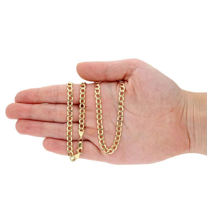 14k Yellow Gold 5mm Hollow Cuban Curb Chain Necklace 18"-28"