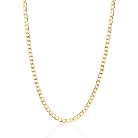 14k Yellow Gold 4.4mm Hollow Cuban Curb Chain Necklace 18"-28"