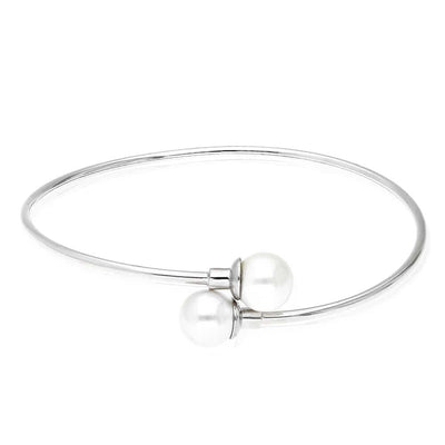 Sterling Silver 8mm Pearl Bangle Bracelet