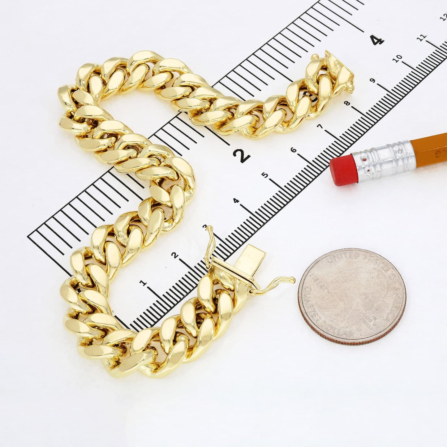 10K Gold Yellow Hollow 12mm Miami Cuban Men's Bracelet 8.5"
