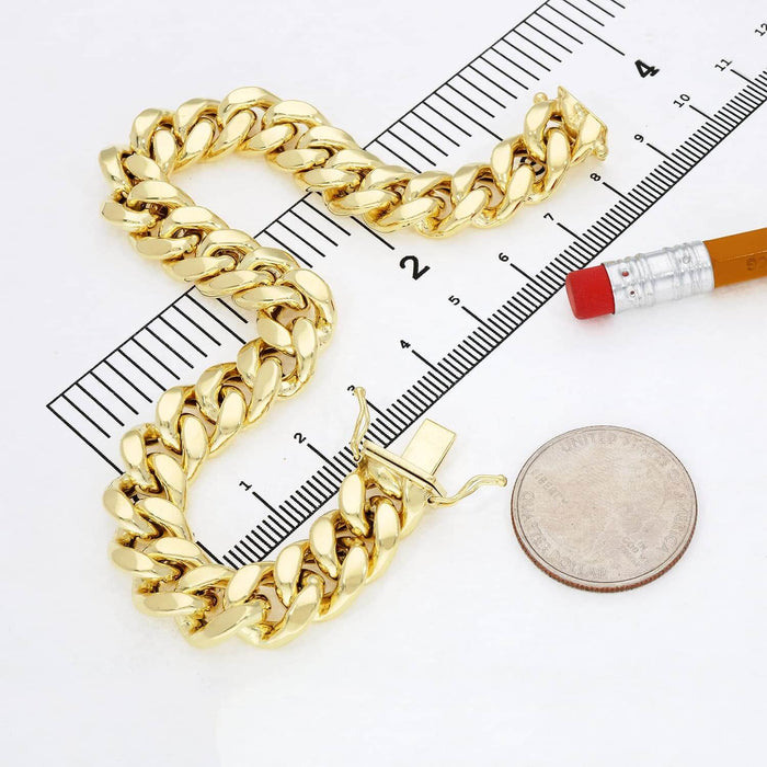 10K Gold Yellow 12mm Miami Cuban Bracelet (Hollow) 8.5"