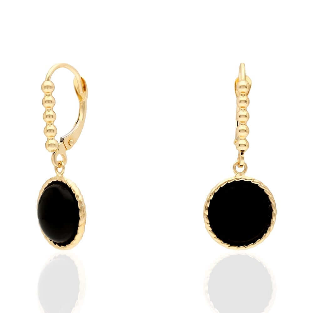 14k Yellow Gold White Gold Twisted Bezel Gemstone Leverback  Earrings