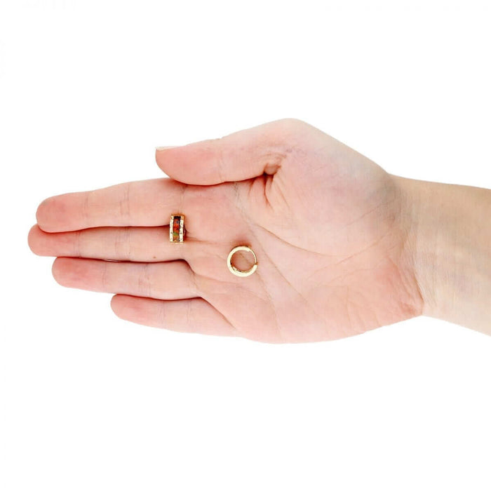 14k Yellow Gold Diamond-Cut Fire Opal Huggie Hoop Earrings 0.5"