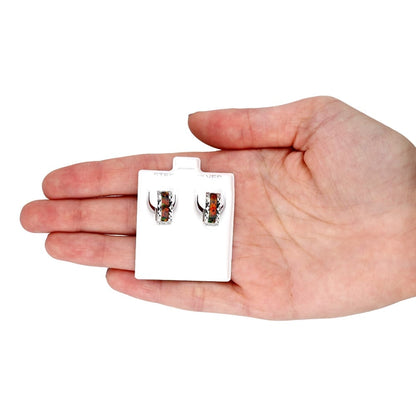 14k White Gold Diamond Cut Fire Opal Huggie Hoop Earrings 0.5"