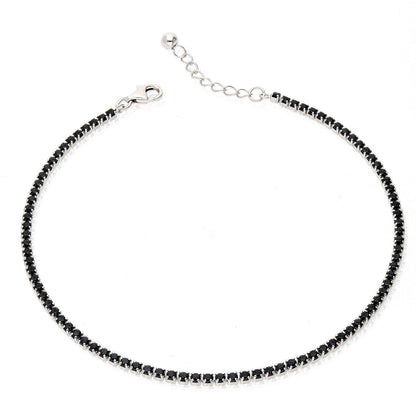 925 Silver CZ Red White Black Blue Tennis Anklet Bracelet 9"-10"