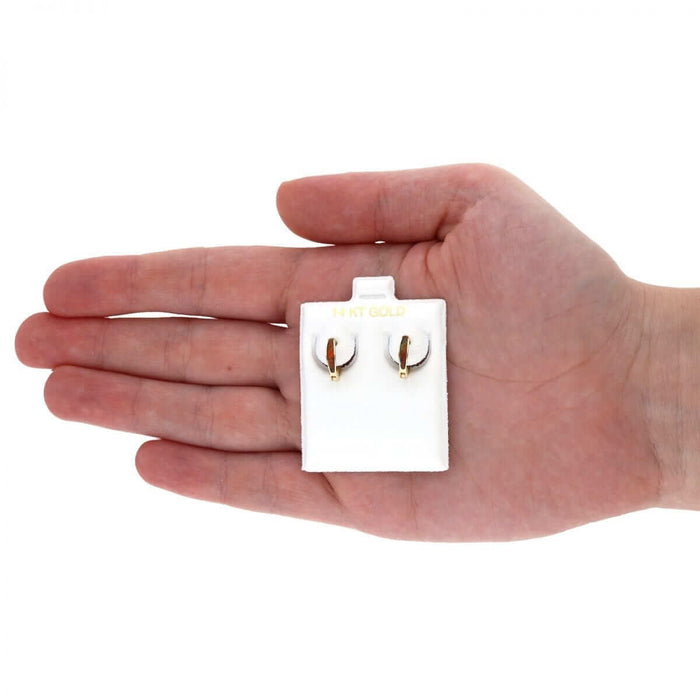 14k Yellow Gold Multicolor Fire Opal Huggie Hoop Earrings 0.4"