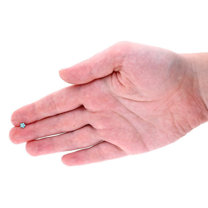 14K Gold Birthstone Flower Nose Bone Stud Ring 20G