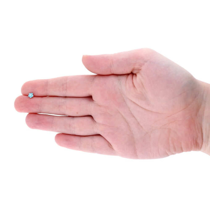 14K White Gold Birthstone Flower Bone Stud 20G Nose Ring