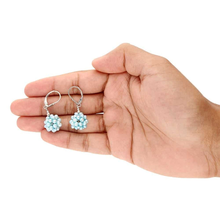 925 Sterling Silver Freshwater Pearl Cluster Leverback Earrings 1.4"