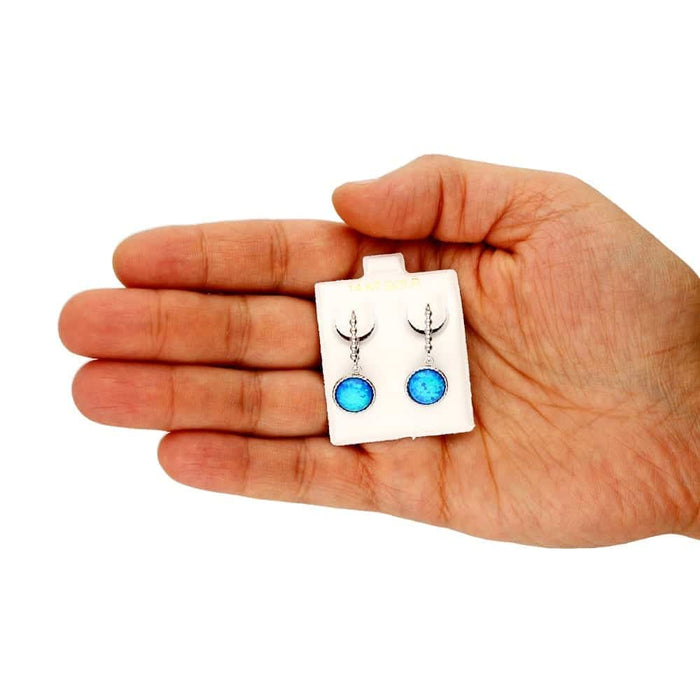 14K Gold Yellow, White Twisted Bezel Fire Opal Leverback Earrings 11.5mm