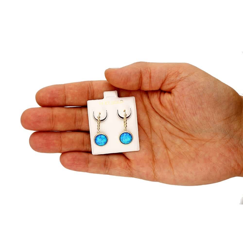14K Real Gold Yellow, White Twisted Bezel Fire Opal Leverback Earrings 11.5mm