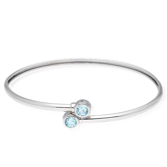 Sterling Silver 0.80Ct Bezel Multicolor CZ Bangle Bracelet