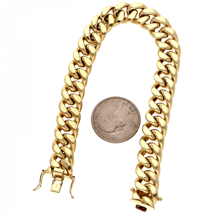 10K Yellow Gold Handmade 10mm Miami Cuban Bracelet (Hollow) 9"