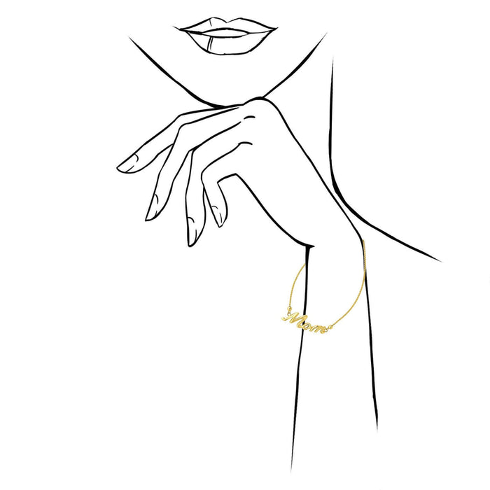 14K Yellow Gold Wheat "Mom" Center Bolo Bracelet (Solid Links) 7"-9.25" Adjustable