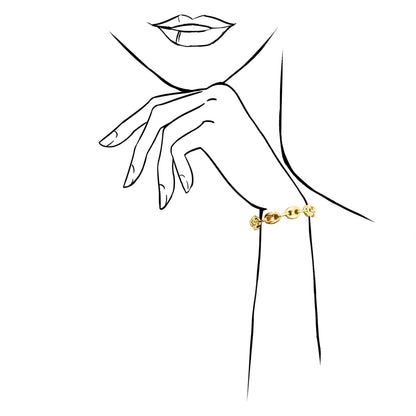 14K Real Gold Yellow 10mm Puffed Mariner Bracelet 7.5"