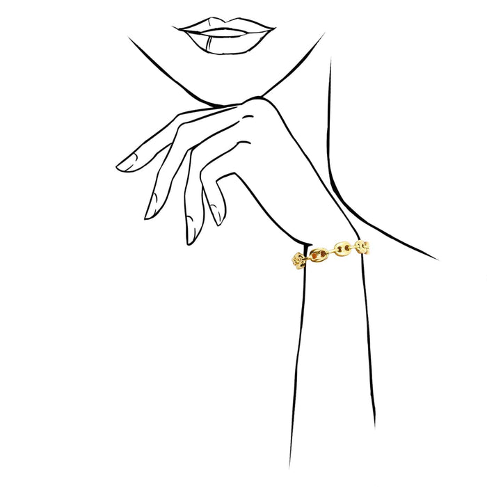 14K Yellow Gold 10mm Puffed Mariner Bracelet (Hollow) 7.5" - WJD Exclusives