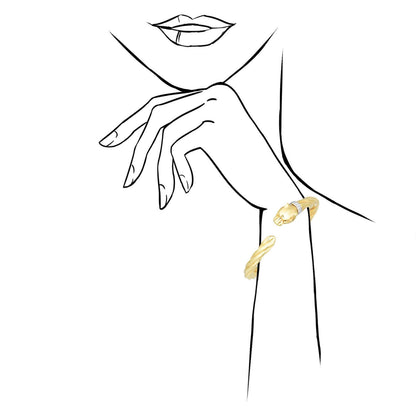 0.10Ct Real Diamond 14K Yellow Gold Panther Cuff Bangle Bracelet