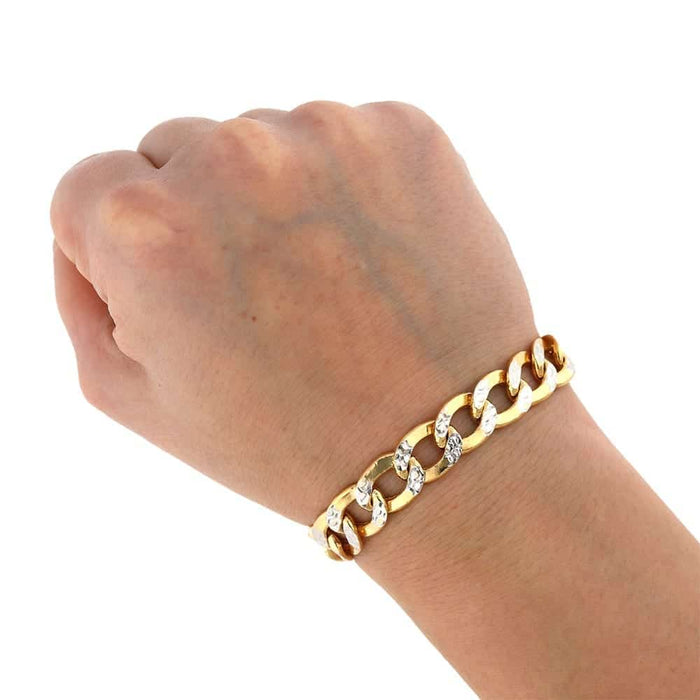 10K Yellow Gold 11mm Diamond-Cut Cuban Curb Bracelet (Hollow) 9"