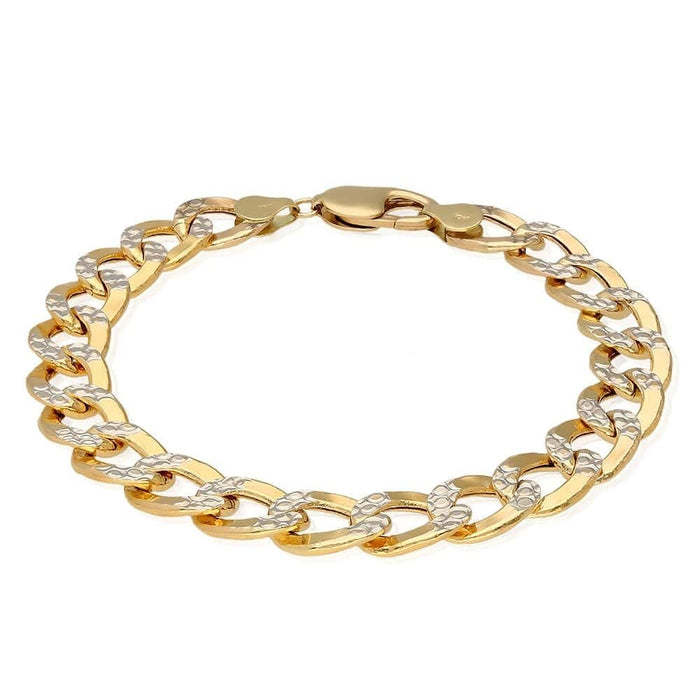 10K Yellow Gold 11mm Diamond-Cut Cuban Curb Bracelet (Hollow) 9"