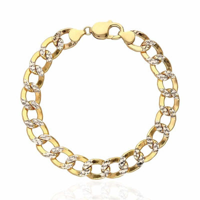 10K Yellow Gold 11mm Diamond-Cut Cuban Curb Bracelet (Hollow) 9"
