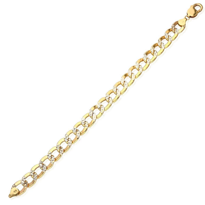 10K Yellow Gold 11mm Diamond-Cut Cuban Curb Bracelet (Hollow) 9"