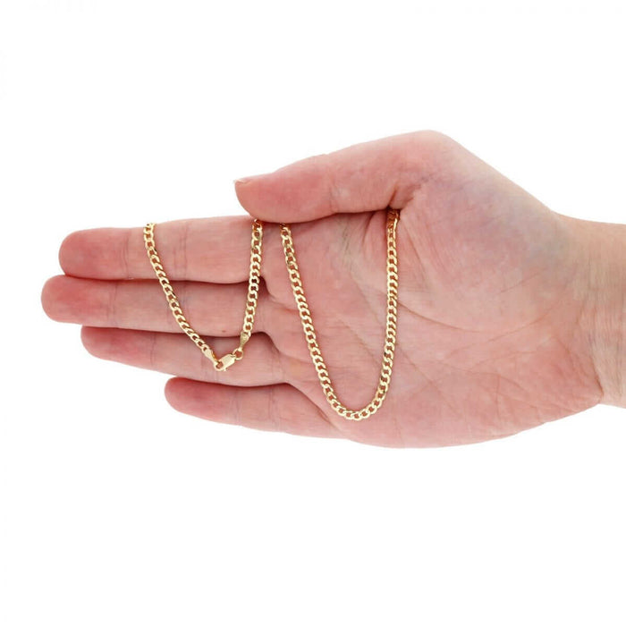 14K Yellow Gold 3mm Cuban Curb Chain (Solid Links) 16"-24"