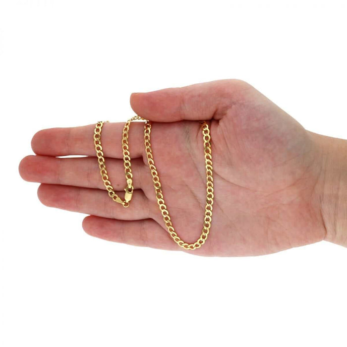 14K Yellow Gold 3.5mm Cuban Curb Chain (Solid Links) 16"-24"