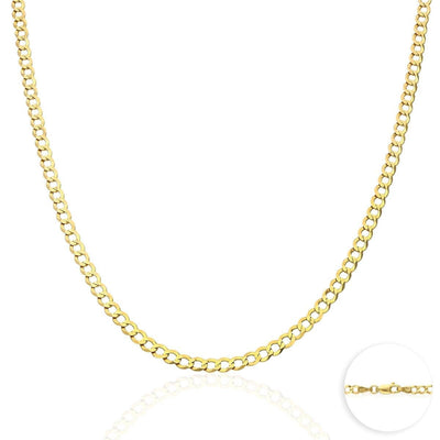 14K Yellow Gold 3.5mm Cuban Curb Chain (Solid Links) 16"-24"