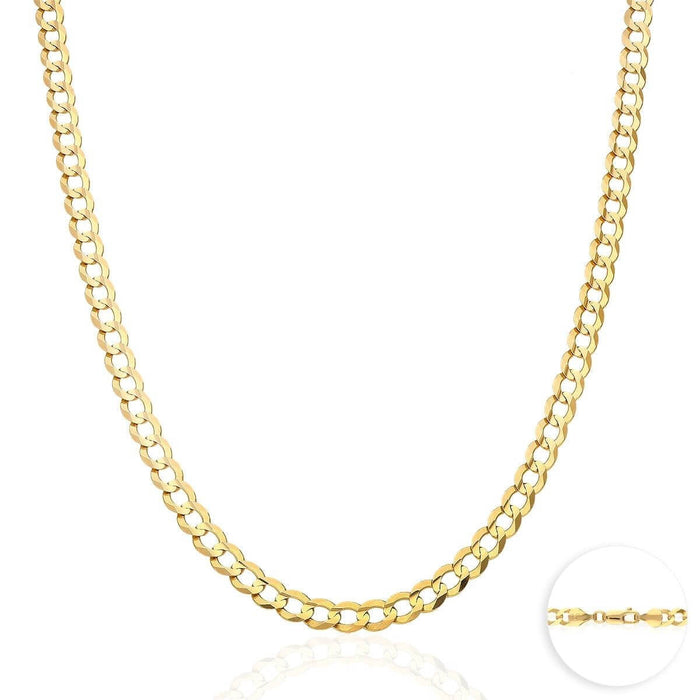 14K Yellow Gold 5.7mm Cuban Curb Chain (Solid Links) 20"-30"