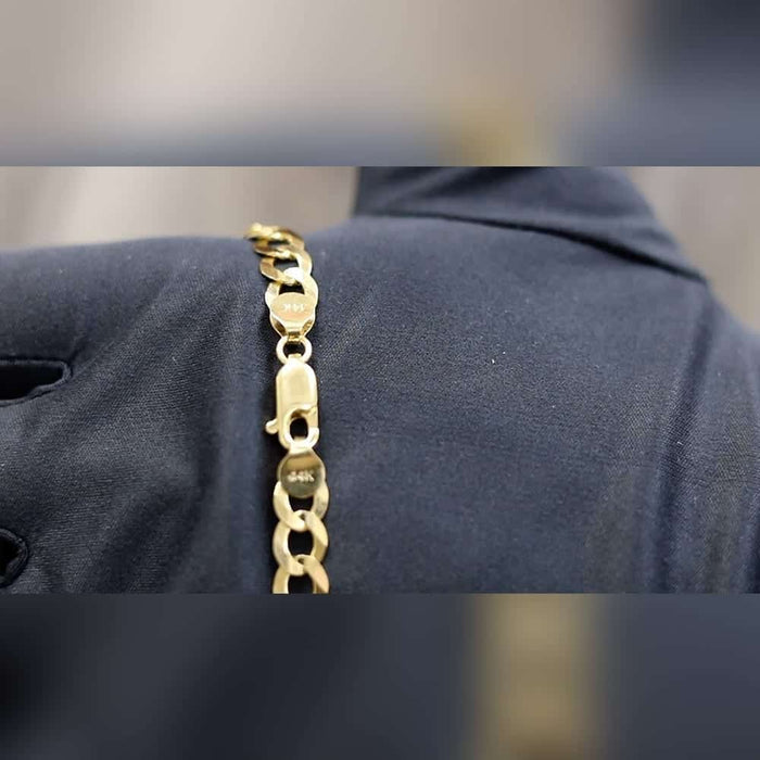 14K Yellow Gold 7mm Cuban Curb Chain (Solid Links) 24"-30"