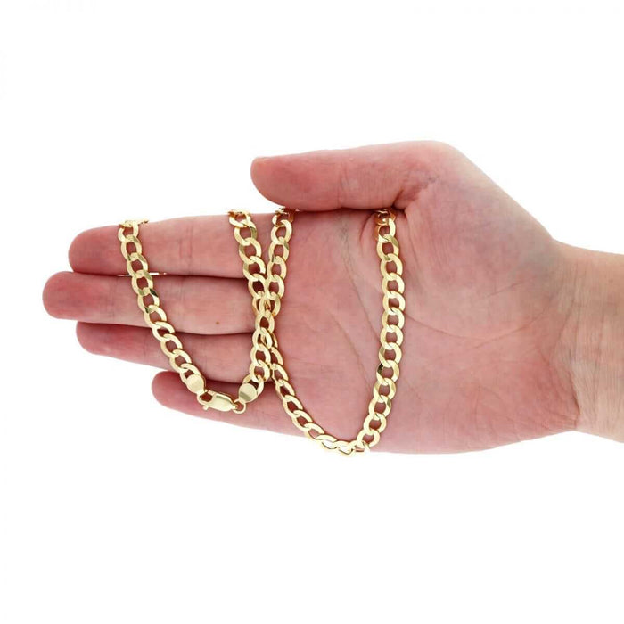 14K Yellow Gold 7mm Cuban Curb Chain (Solid Links) 24"-30"