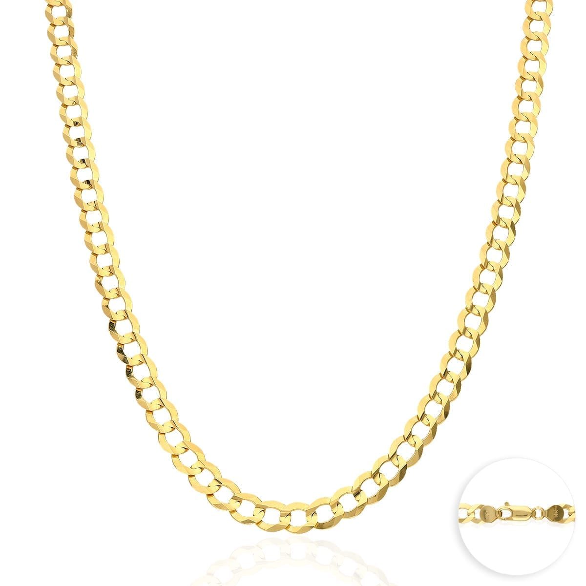 14k Solid Yellow Gold 7mm Cuban Curb Chain Necklace 24" 26" 28" 30"