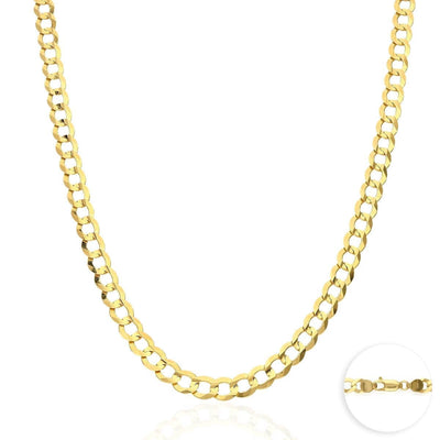 14K Yellow Gold 7mm Cuban Curb Chain (Solid Links) 24"-30"