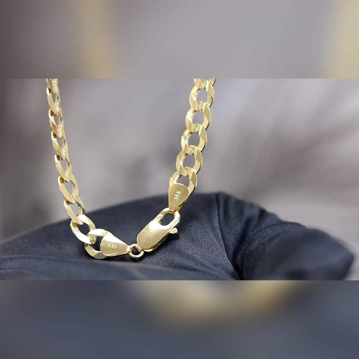 14K Yellow Gold 8.2mm Cuban Curb Chain (Solid Links) 24"-30"