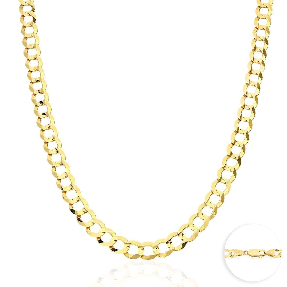 14K Yellow Gold 8.2mm Cuban Curb Chain (Solid Links) 24"-30"