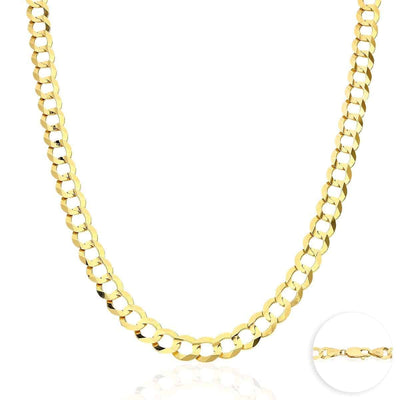 14K Yellow Gold 8.2mm Cuban Curb Chain (Solid Links) 24"-30"