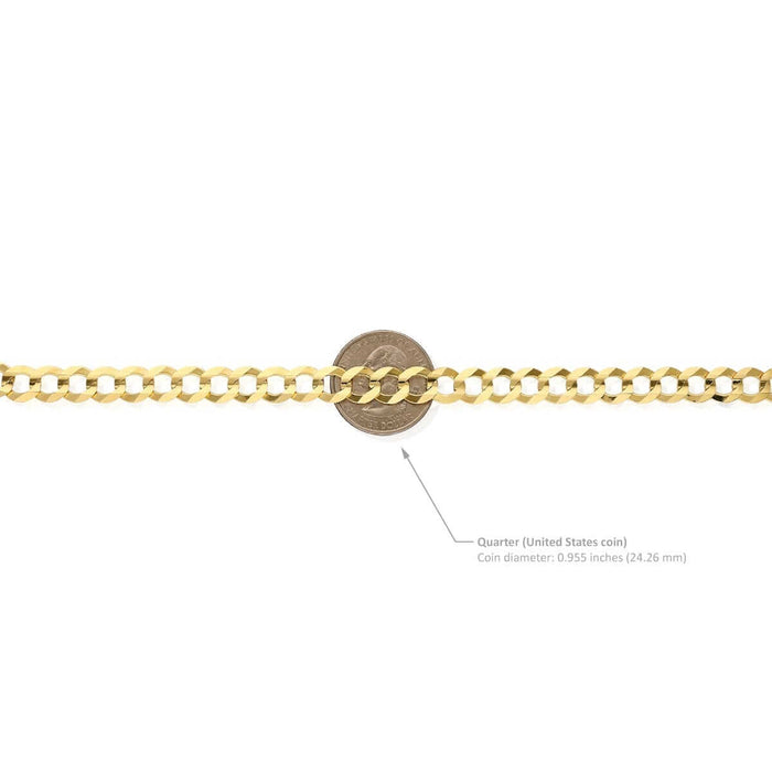 14K Yellow Gold 8.2mm Cuban Curb Chain (Solid Links) 24"-30"