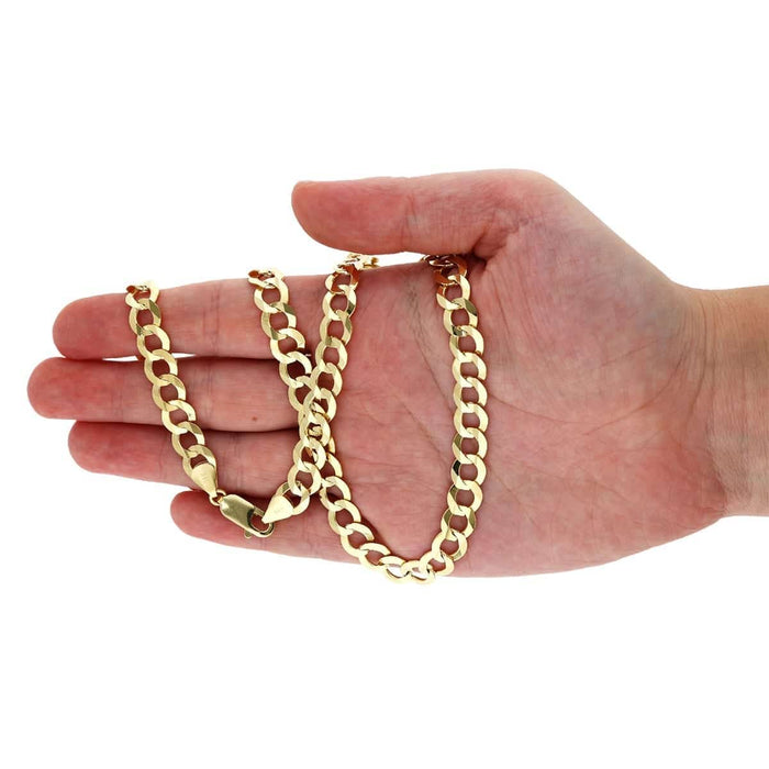 14K Yellow Gold 8.2mm Cuban Curb Chain (Solid Links) 24"-30"