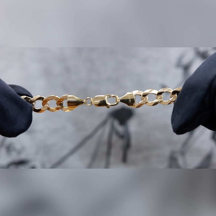 14K Yellow Gold 9.7mm Cuban Curb Chain (Solid Links) 20"-30"