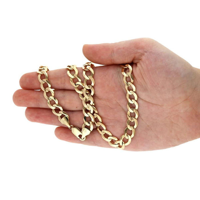 14K Yellow Gold 9.7mm Cuban Curb Chain (Solid Links) 20"-30"