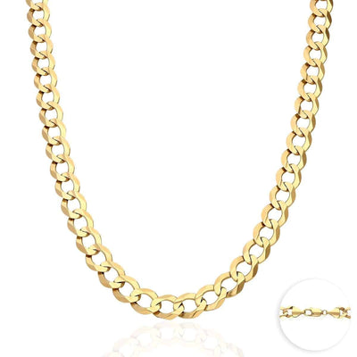 14K Yellow Gold 9.7mm Cuban Curb Chain (Solid Links) 20"-30"