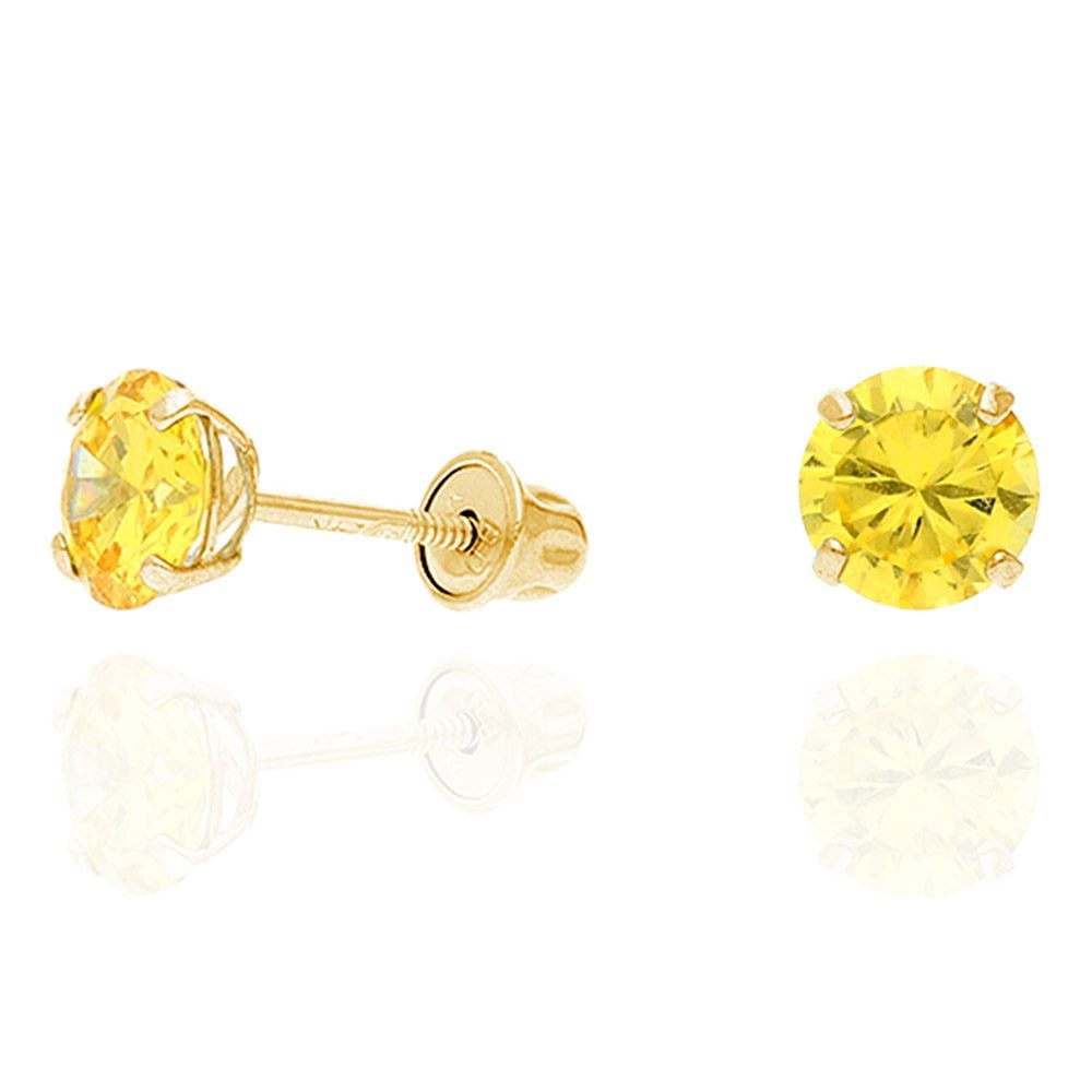 14k Yellow Gold White Gold 1.50Ct Birthstone Round Stud Screw Back Earrings