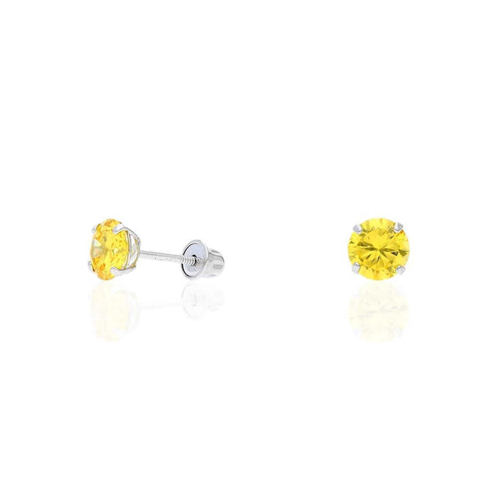 14k Yellow Gold White Gold 1.50Ct Birthstone Round Stud Screw Back Earrings