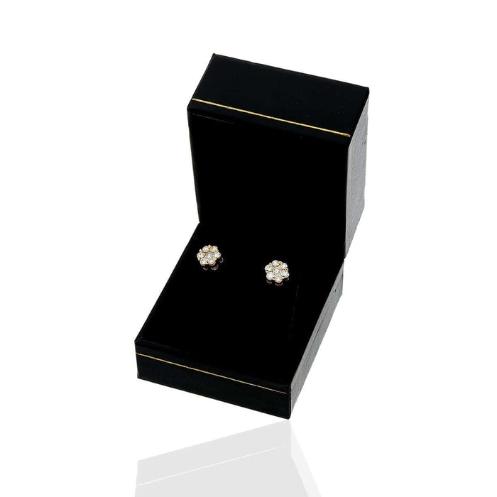 0.75Ct Natural Diamond 14k Yellow Gold Cluster Screw Back Stud Earrings 7mm