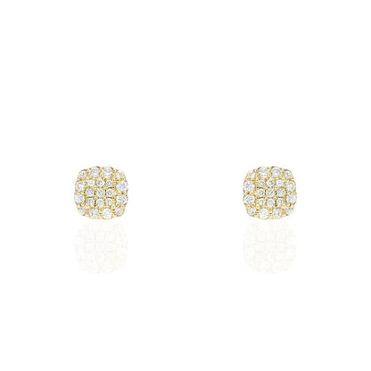 0.71Ct Real Diamond 14k Yellow Gold Screw Back Stud Earrings 8.5mm